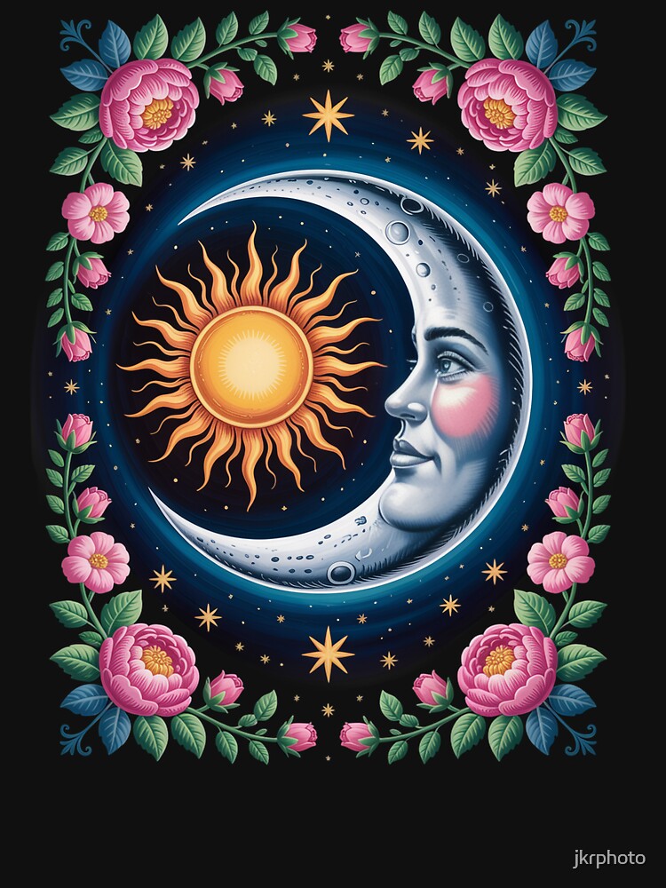 Sun and Moon with Floral Border by jkrphoto