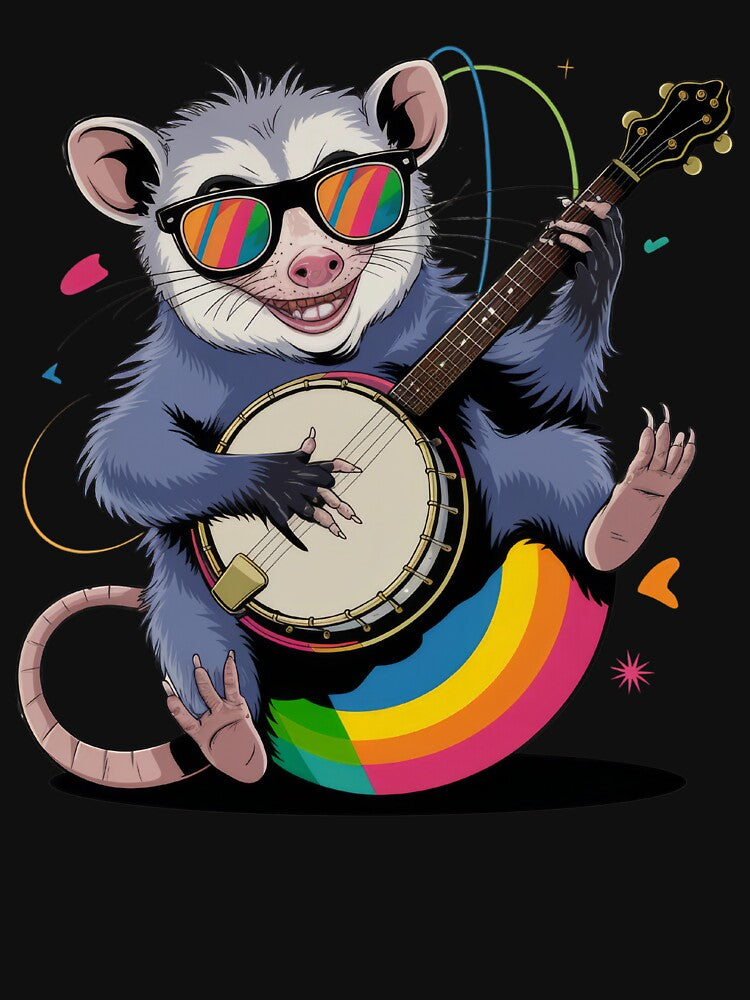 Opossum Playing Banjo Guitar Possum Live Weird Trash Kitty by PosiMCreations