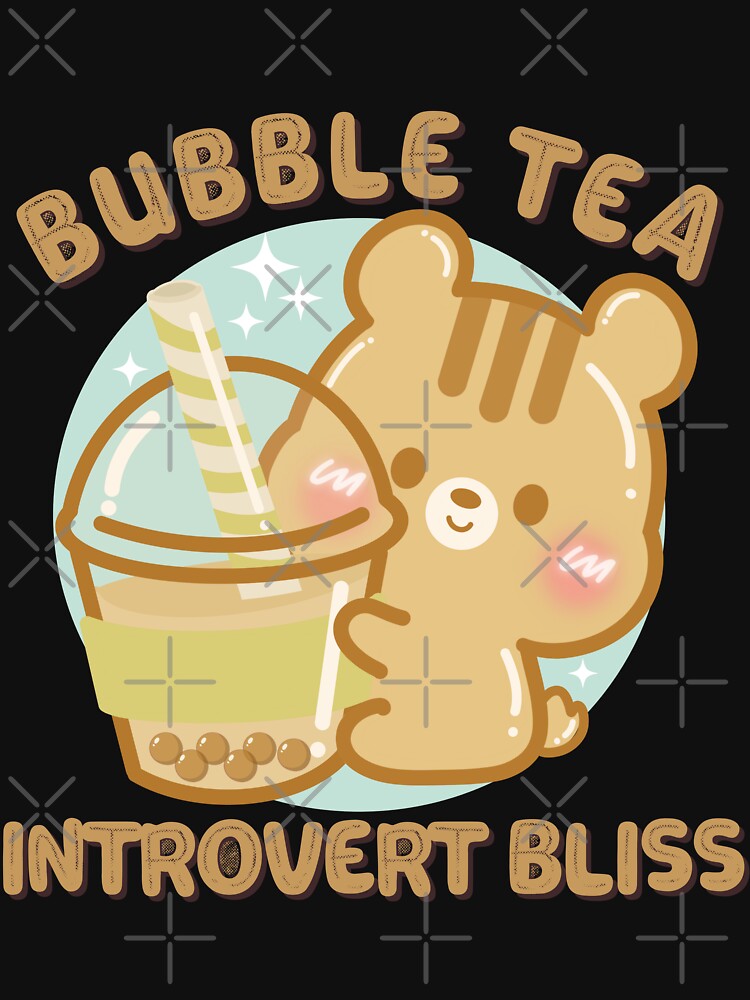 Cute Kawaii Chipmunk Bubble Tea Introvert Bliss by cutecozynook