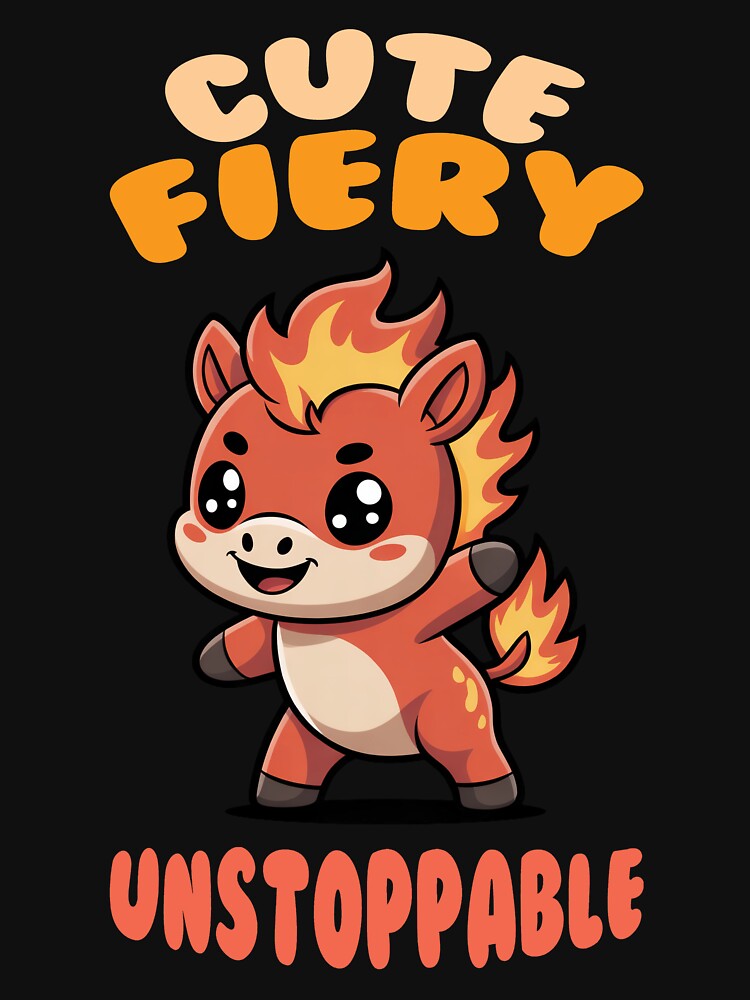 Cute Firey Unstoppable – Cute Kawaii Flame Horse Illustration by NaturEdeN