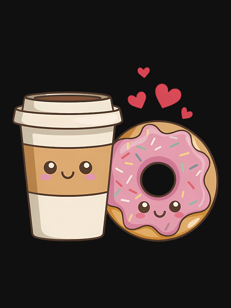Coffee And Donut Matching Couple Kawaii by TrinaEspinoza