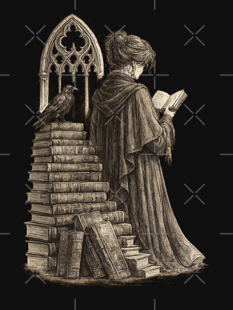 Victorian Gothic Librarian Ink Sketch by Tadeusz1