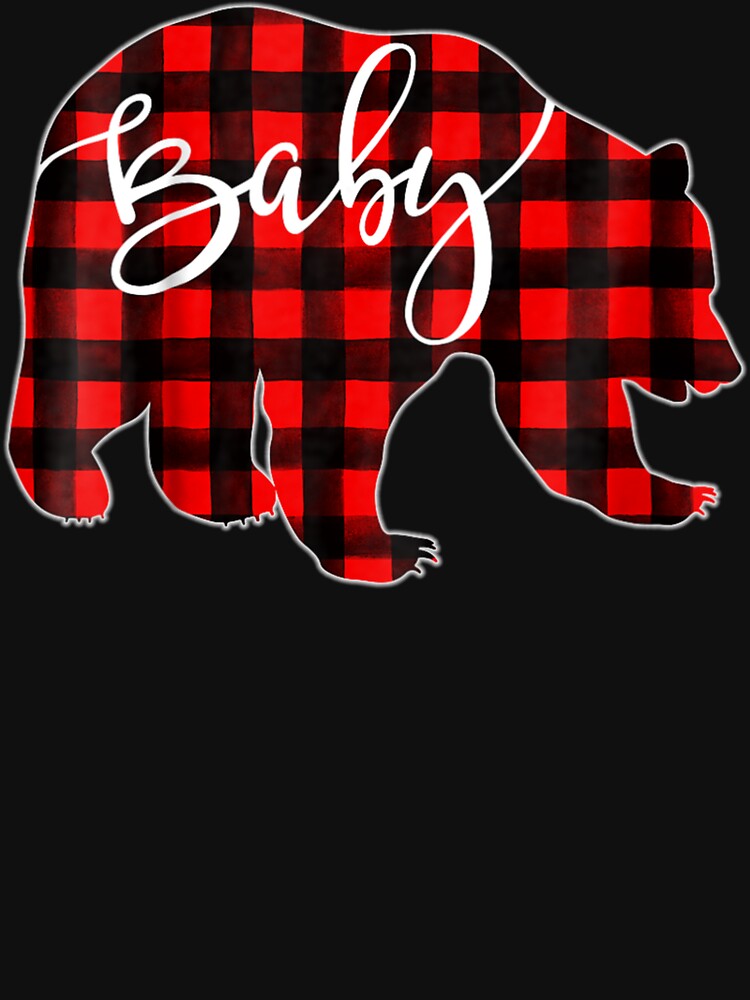 Kids Red Plaid Baby Bear Matching Pajama Family Buffalo Tee by MichelleArtsy