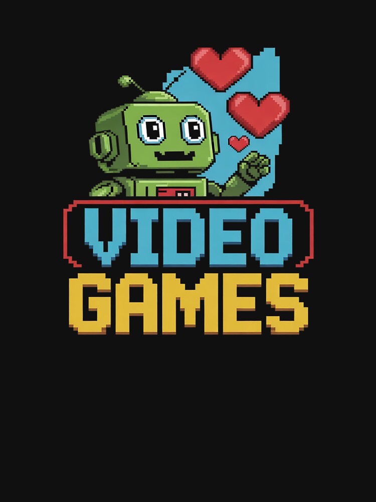 I Love Video Game Gamer Hearts And Alien 8 bit Pixel by SyntaxClaw