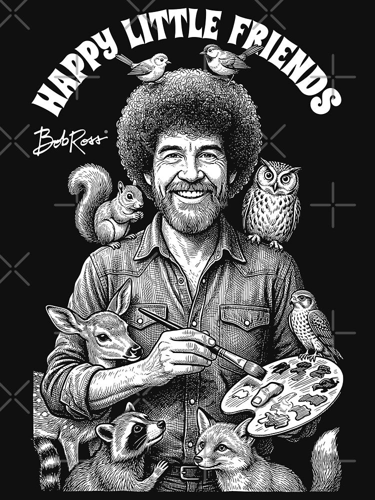 Bob Ross Happy Little Friends Funny Painter Baby Animals by GrandeDuc