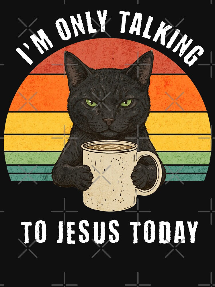 Grumpy Black Cat Coffee Jesus Vintage Sunset by d247