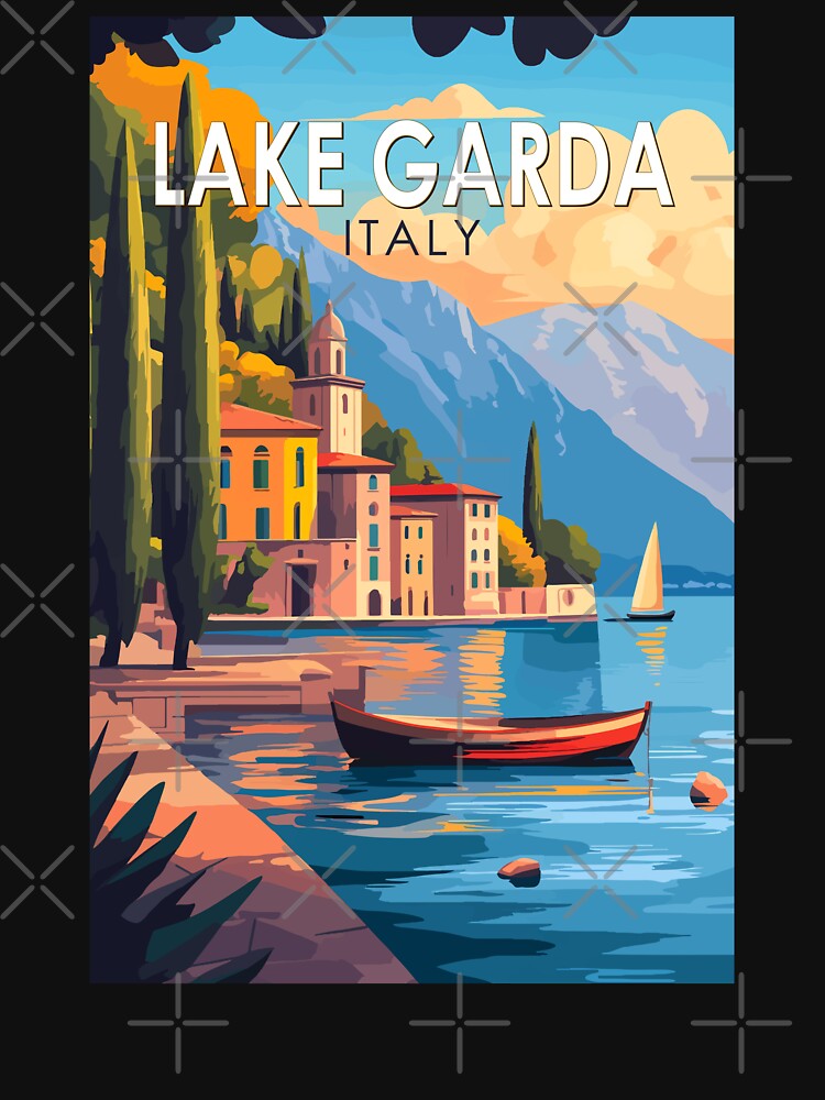 Lake Garda Italy Travel Art Vintage by KrisSidDesigns