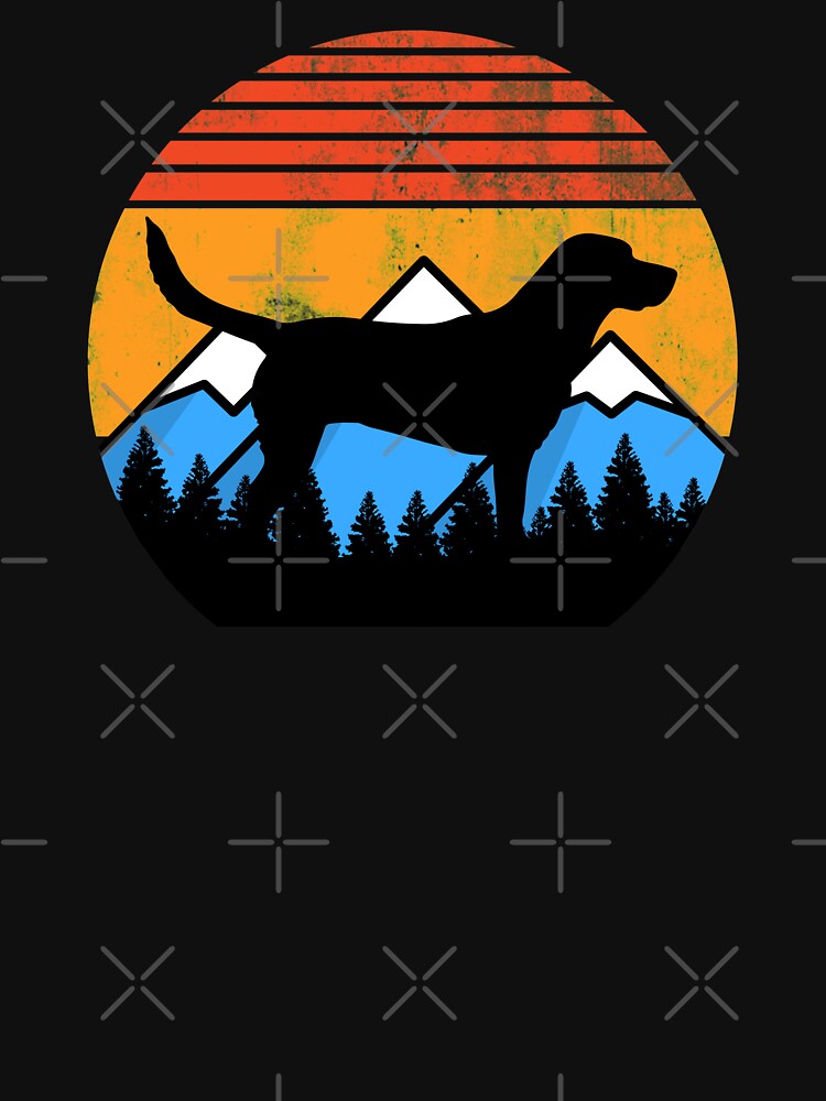 Retro Distressed Vintage Sunset Mountains and Forest Labrador Dog Gift by Guarddogdrive