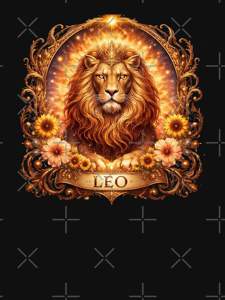 Leo Zodiac Lion – Golden Astrology Sign Aesthetic Design by Sanika arts