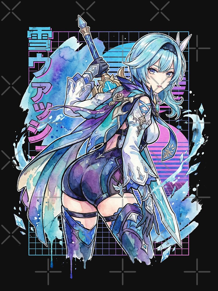 Eula Vaporwave Genshin Impact Synthwave Thigh Boots Icon by Senpaiwaves