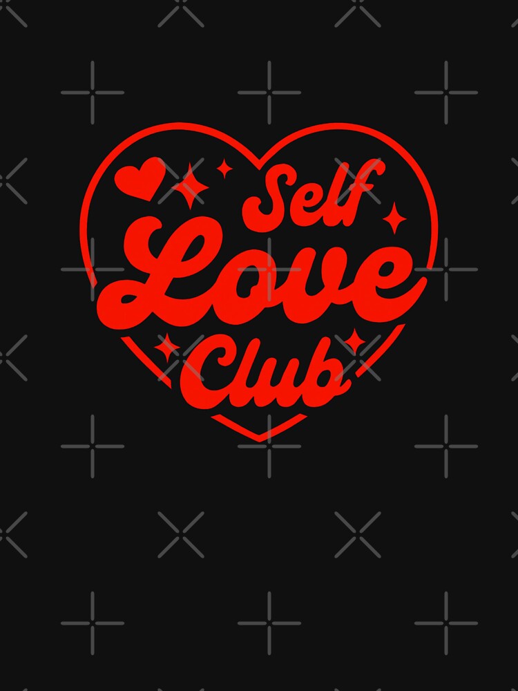 Self Love Club Retro Heart - Positive Affirmation Wellness Aesthetic Art by Wonder Pixel Studio