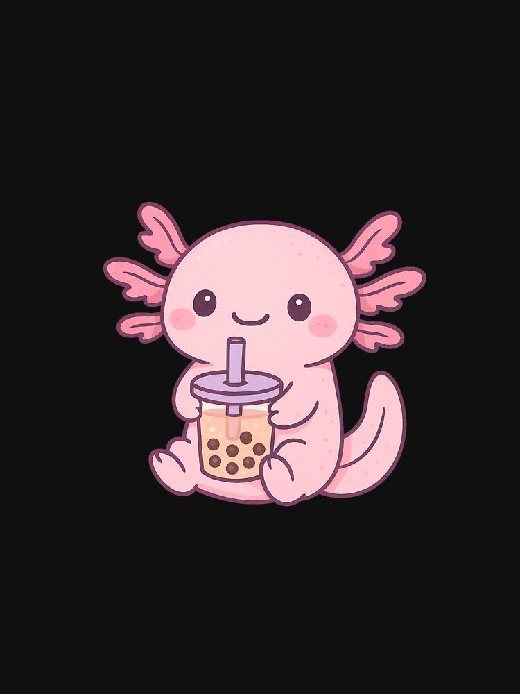 Kawaii Axolotl with Boba Tea – Cute Pastel Amphibian Design by ColorSplash123