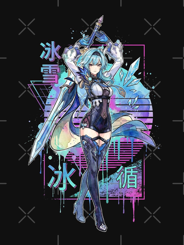 Genshin Eula Lawrence Vaporwave CRT Glitch Effect Art by Senpaiwaves