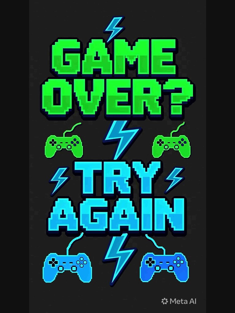 Game Over Try Again Neon Arcade Gamer Tee by Petringo