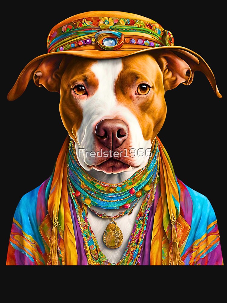 Groovy 1970s Pitbull – Peace, Love & Retro Vibes by Fredster1966