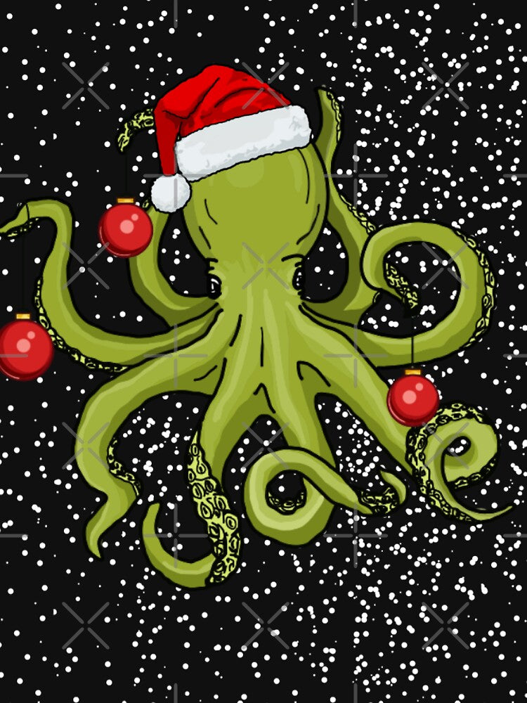 Christmas Kraken (Sparkly Snow) by octopuscafe
