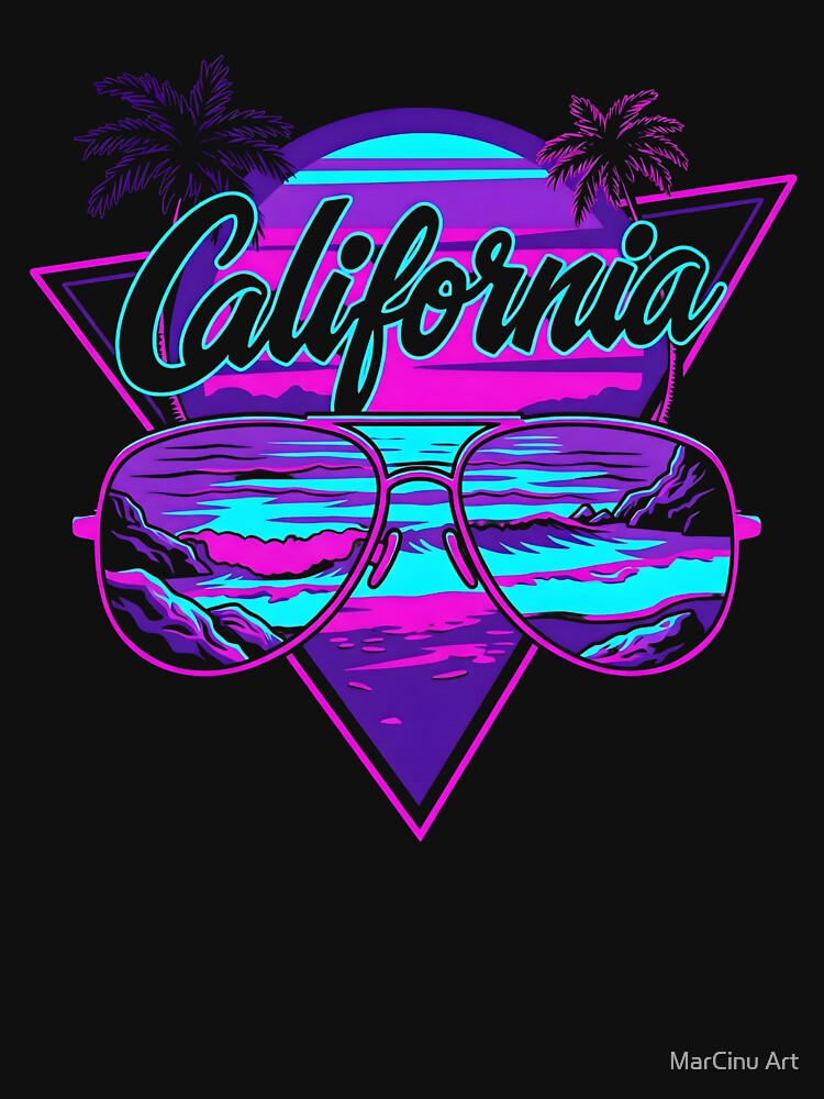 Synthwave California Retrowave Aviator Sunset by MarCinu Art