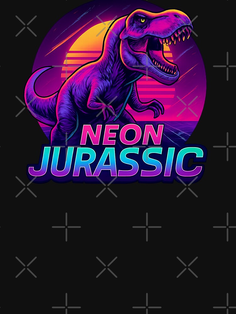Neon Jurassic T-Rex - Vaporwave Dinosaur Synthwave Design by MKreative Studio
