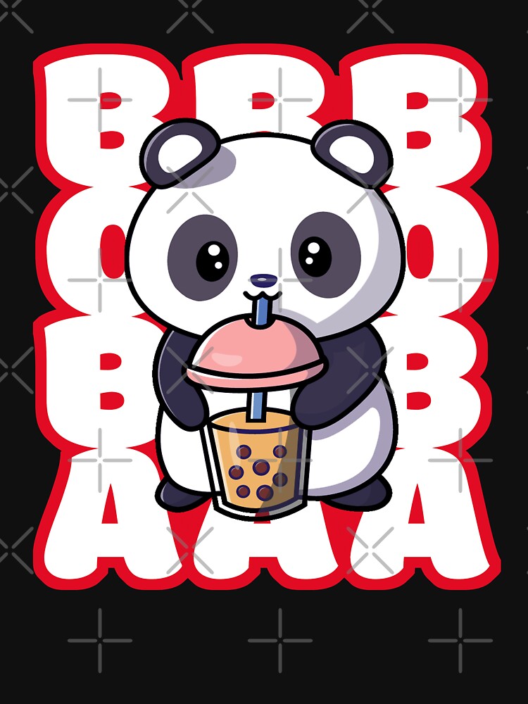 Cute Boba Bubble Tea Retro Anime Kawaii Panda Art by Bad Kitty Designz
