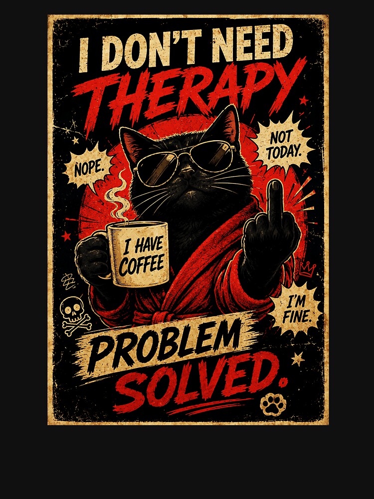 Grumpy Coffee Cat Vintage Humor With Zero Patience Today by Modaozushi216