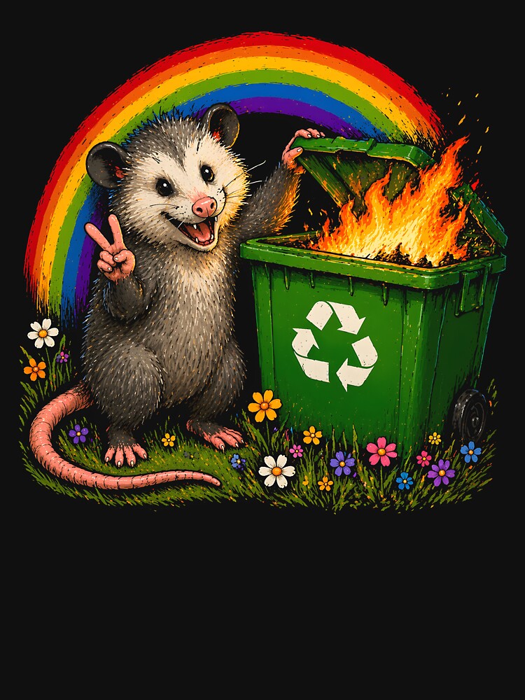 Possum Rainbow Dumpster Fire by JODYSMORGAN