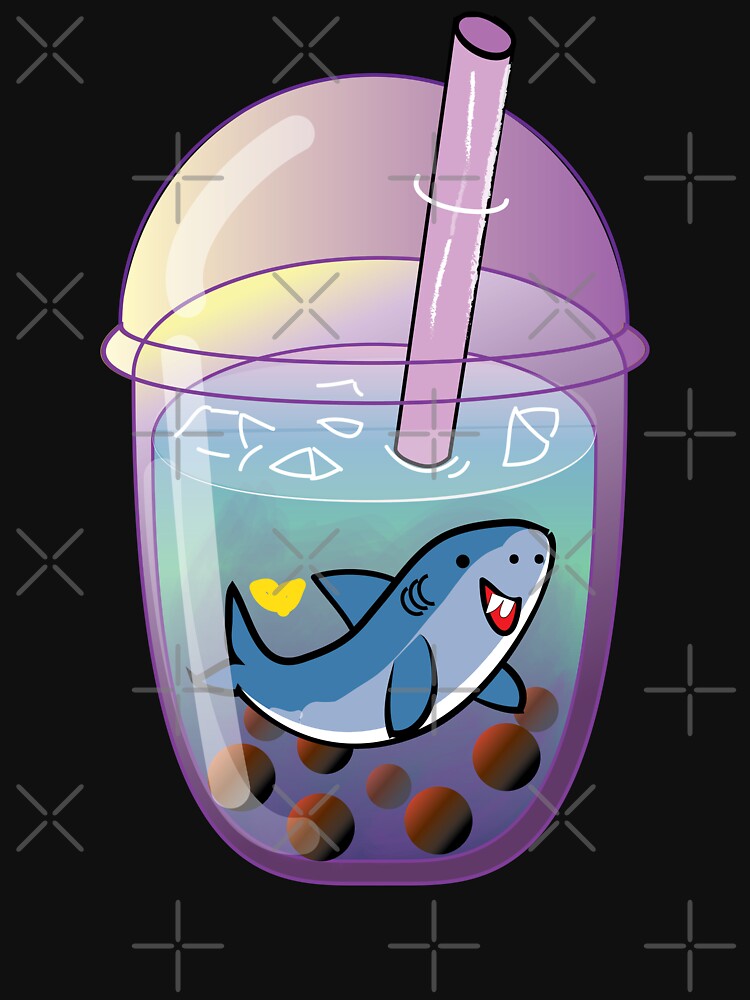 Purple shark boba tea by fluffyfamcraft