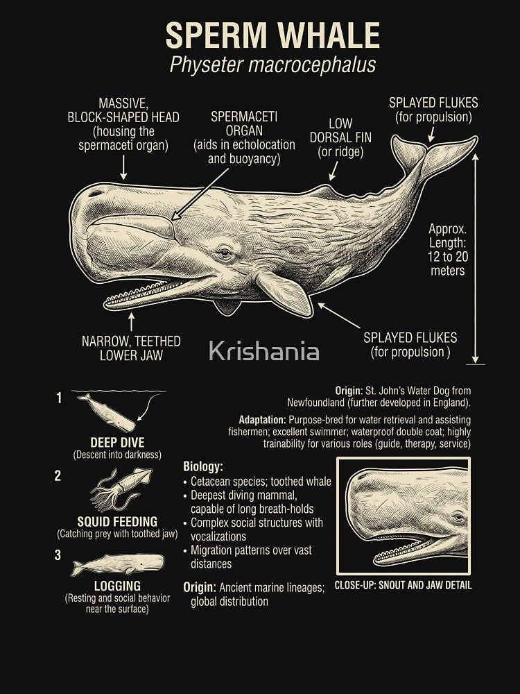 Sperm Whale Scientific Anatomy Biology Animal Lover by Kimberley King Art  King Art