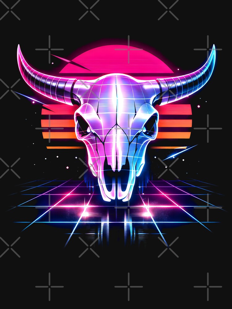Synthwave Skull Retro Future Vaporwave Art by SplashTastic