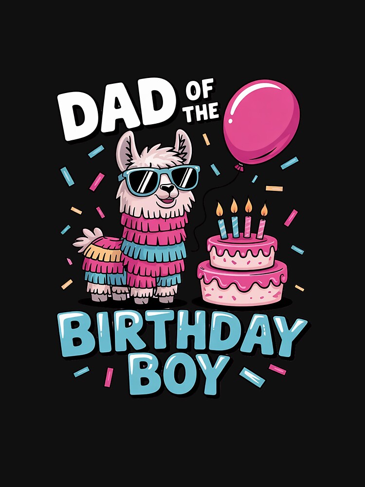 dad of Birthday Boy Llama Pinata Party family mathing by DigitaldeligArt