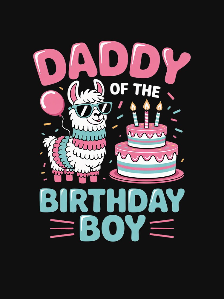dad of Birthday Boy Llama Pinata Party family mathing men by MarkLeedsArt