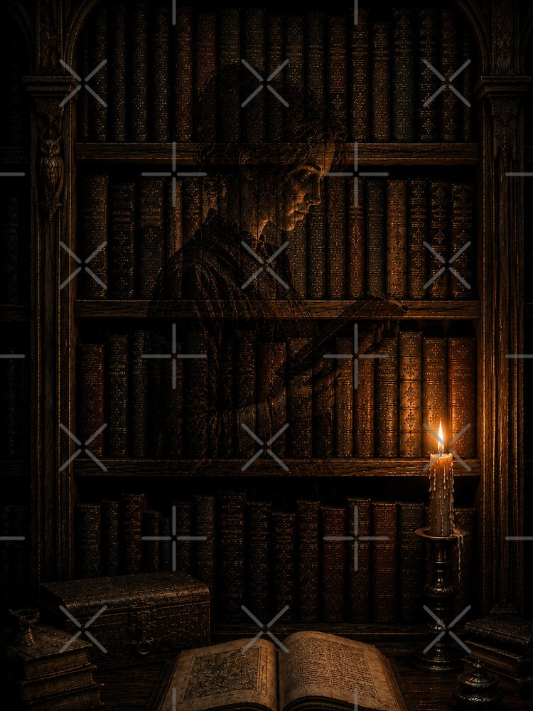 The Ghost Librarian | Hidden Image Dark Academia Library Art | Gothic Bookshelf Fantasy by Esterlane