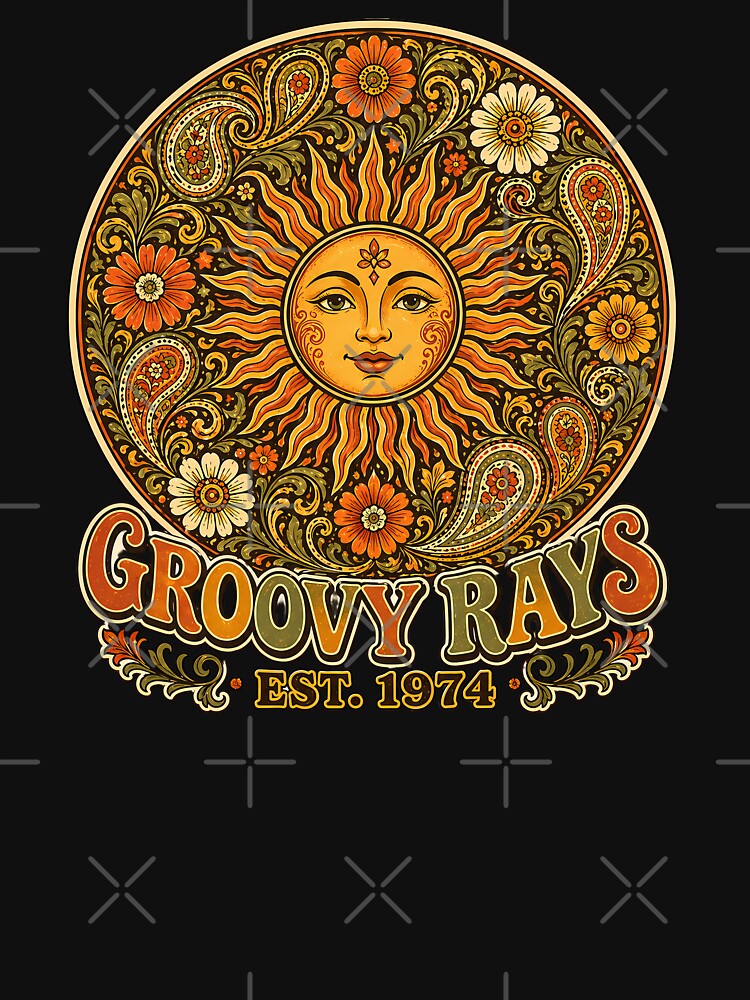 Groovy Rays Est 1974 Retro Sun Paisley by chattsuede