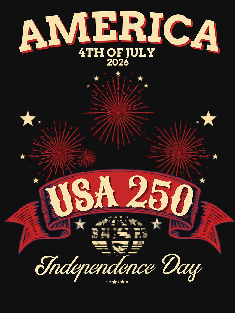 USA 250 Independence Day 2026 Retro Fireworks Celebration by PACS0011