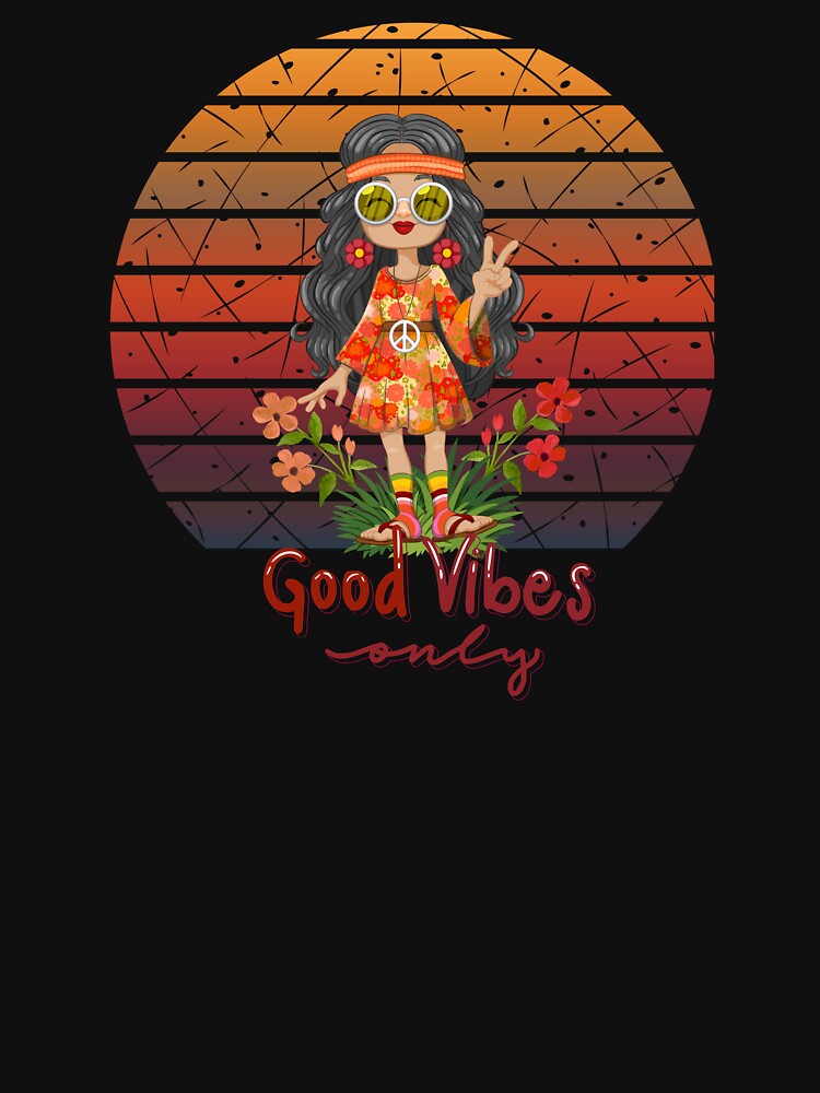 Good Vibes Only - Retro Hippie Good Vibes Girl by Simply Wiona