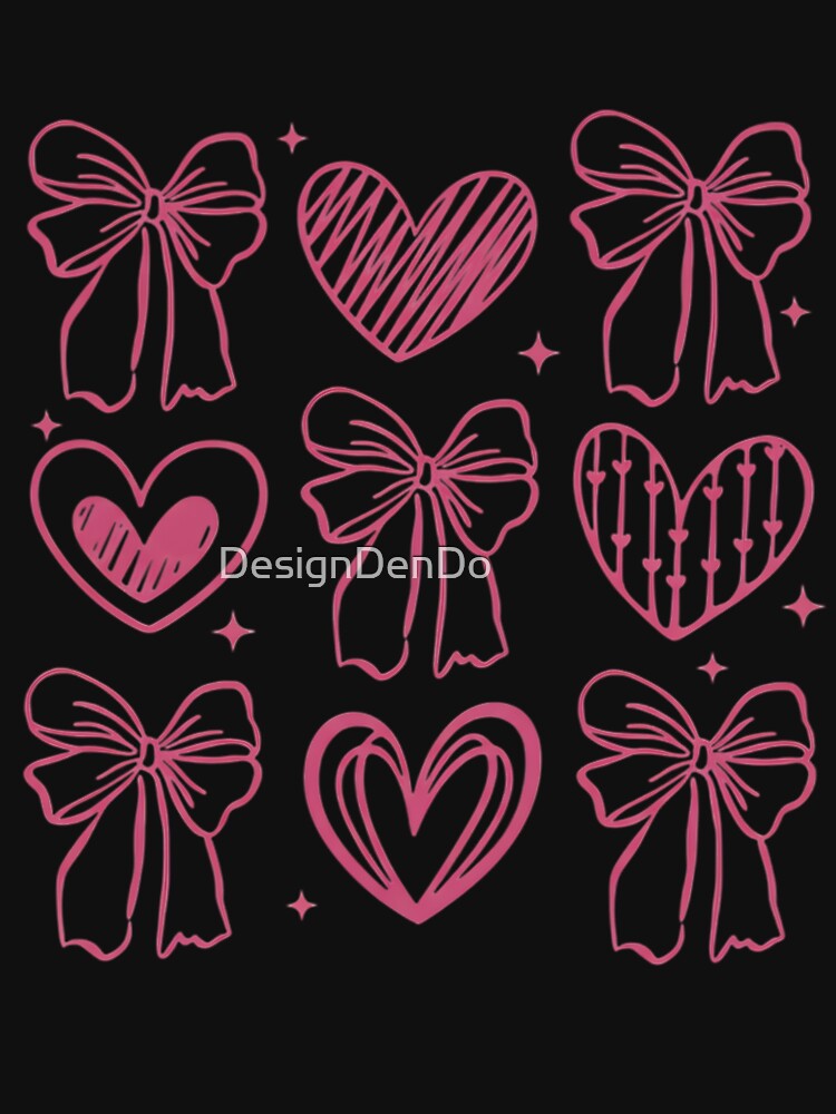 Valentine Coquette Heart, Valentine's Day Coquette, Valentine Bow, Valentine Design, Doodle Heart by DesignDenDo ⭐⭐⭐⭐⭐