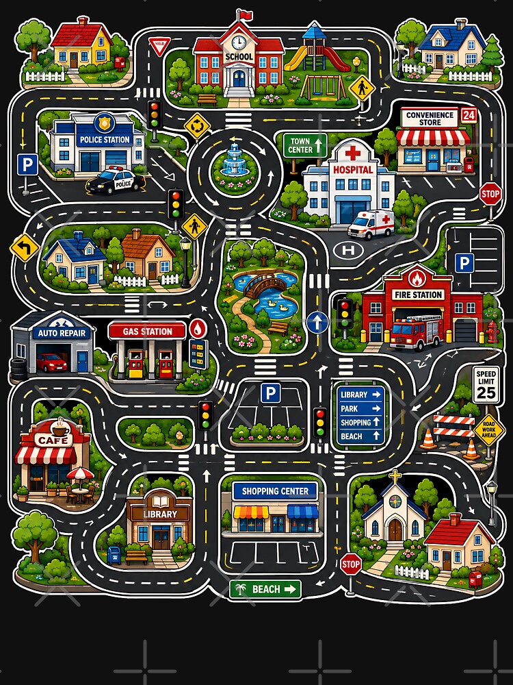 Play Cars on Dad’s Back ( on the back)  Father’s Day Gift Shirt, Dad’s Birthday T-Shirt, Play Mat Race Track Shirt for Dads, Tired Dads Club Interactive by THREE LITTLE BEANS
