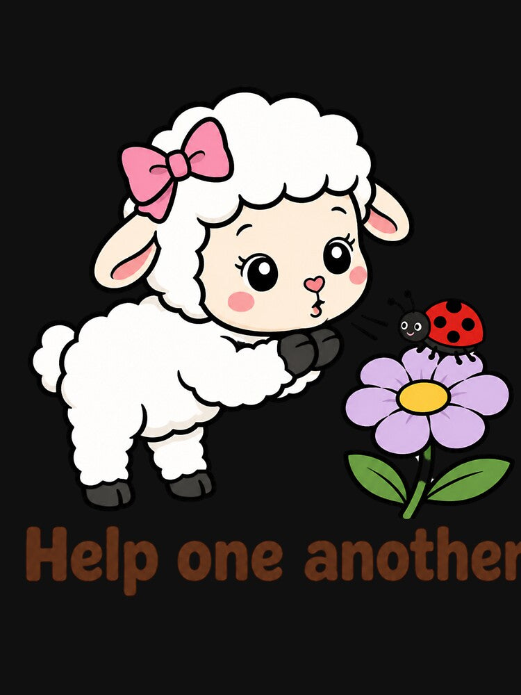 Cute Kawaii Lamb Help One Another by Bright Sprout Wear
