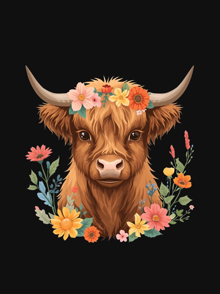 Highland Cow with Flower Crown by redblink store