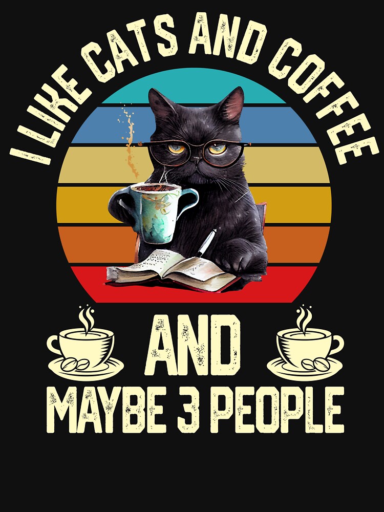 Retro Black Cat Coffee and People Tee by LashondaGreen89
