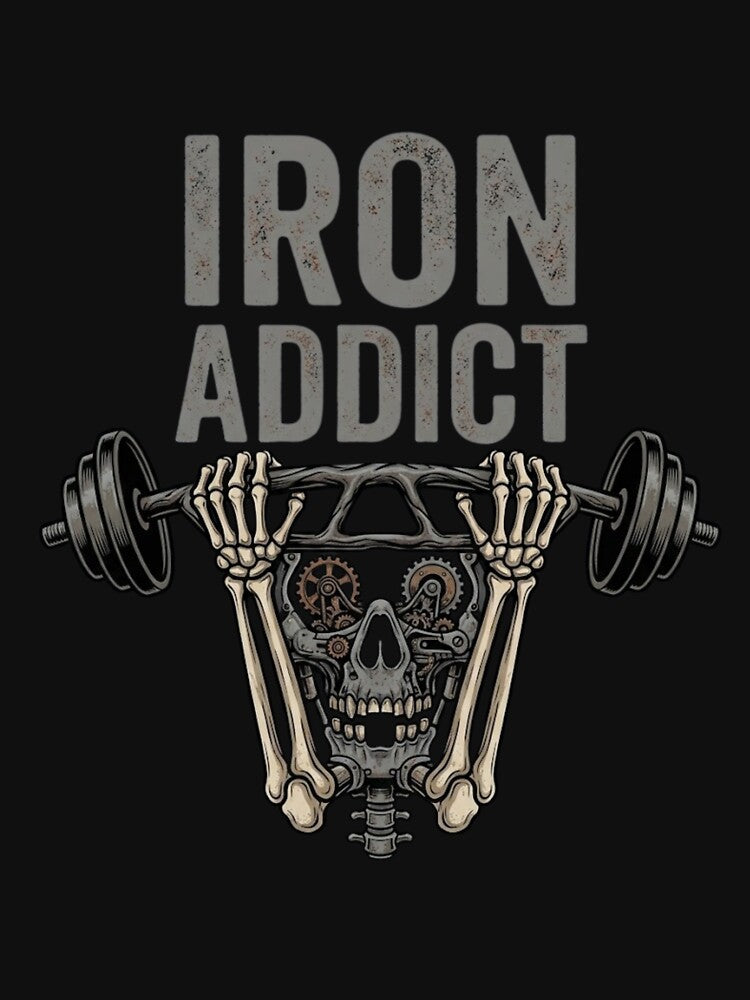 Iron Addict Skeleton Skull Gym Workout by GiggleInkTees