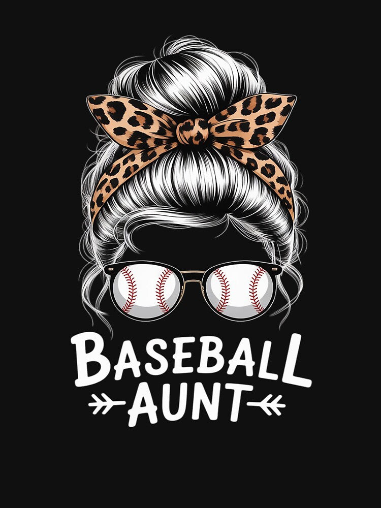 Baseball Aunt Messy Bun Hair Funny Baseball Player Aunt by tabdejinti