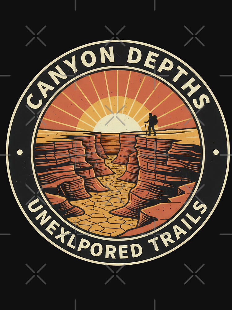Canyon Depths Unexplored Trails Vintage Hiker Badge by InkRebelprint