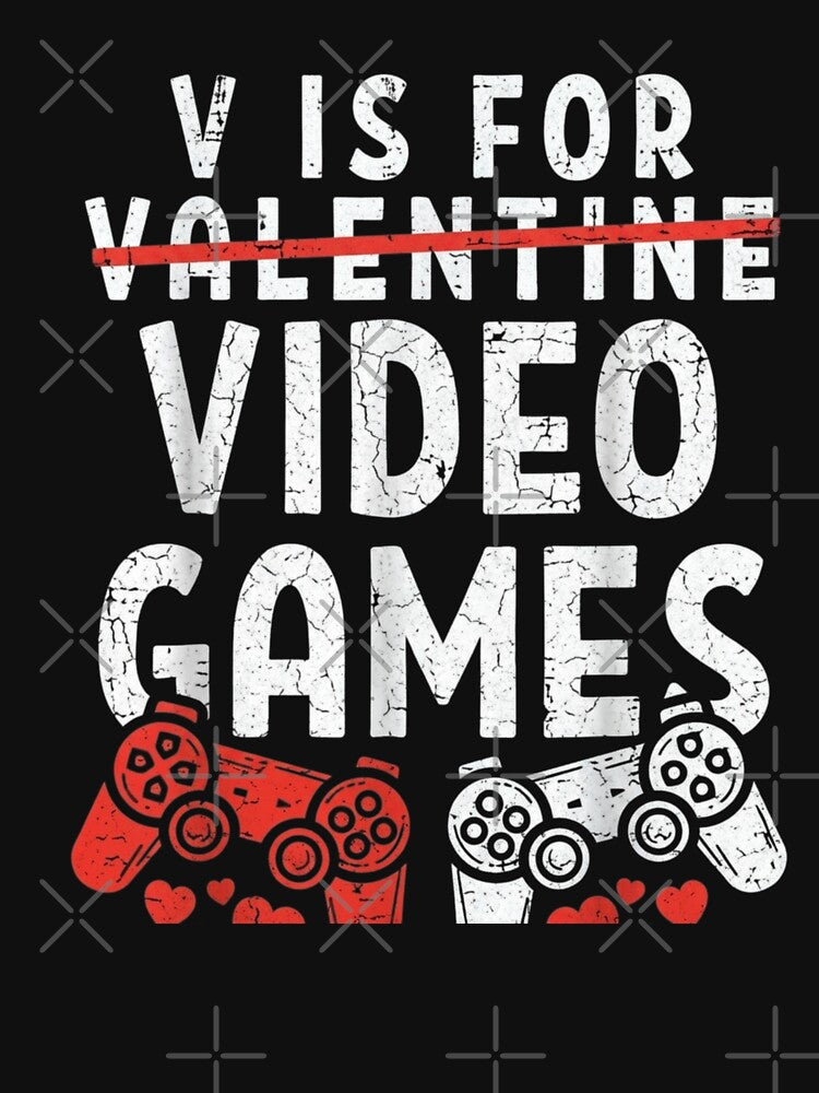 V is for Video Games - Funny Gamer Valentine's Day Design by QUIRKFITs