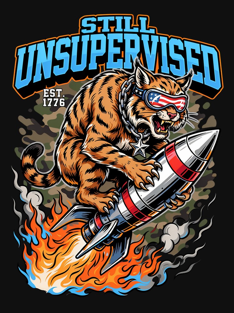 Still Unsupervised Patriotic Tiger Rocket Camo Tee v1 by DarylWelsh2024