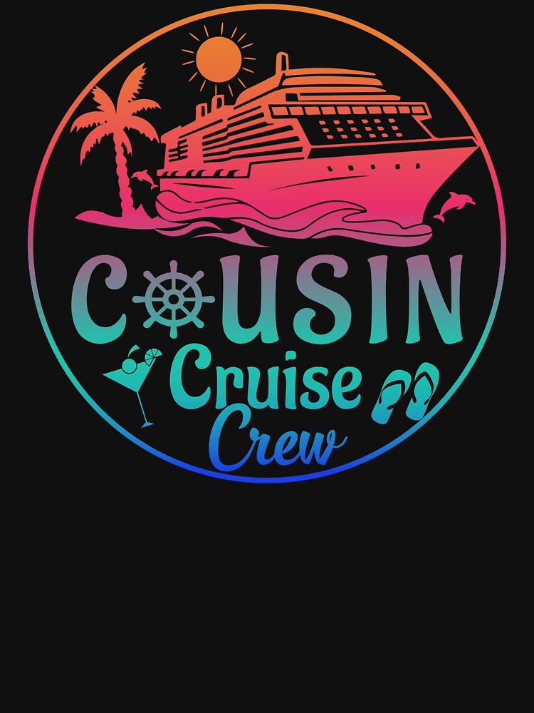 Cousin Cruise Crew 2026 Colorful Tropical Vacation Logo by PixelWaveBD