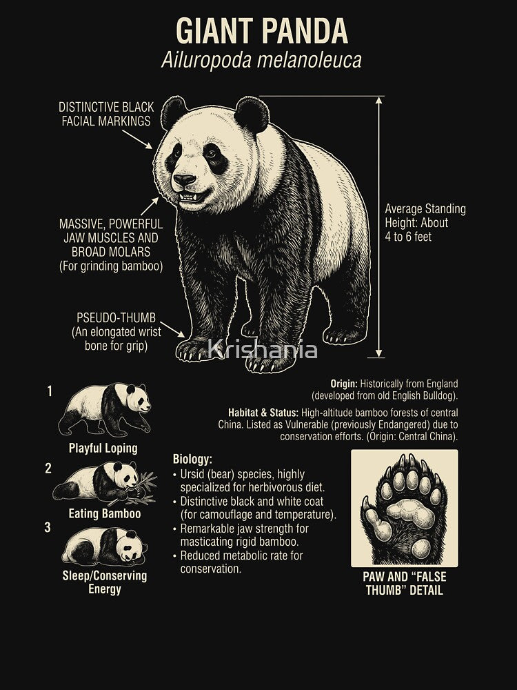 Panda Scientific Anatomy Biology Animal Lover by Kimberley King Art  King Art