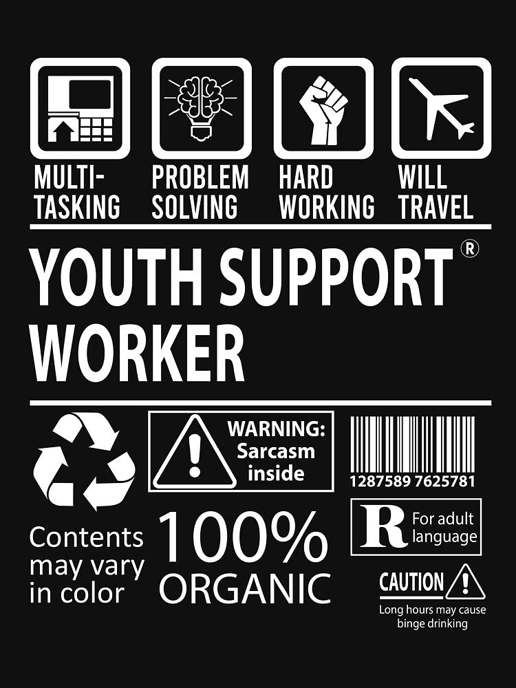 Youth Support Worker T Shirt - MultiTasking Certified Job Gift Item Tee by sabinacsnm