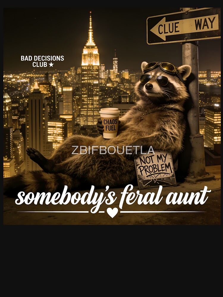 Somebody's Feral Aunt Funny Raccoon Auntie Club Chaos Animal Humor Pregnancy Reveal by ZBIFBOUETLA