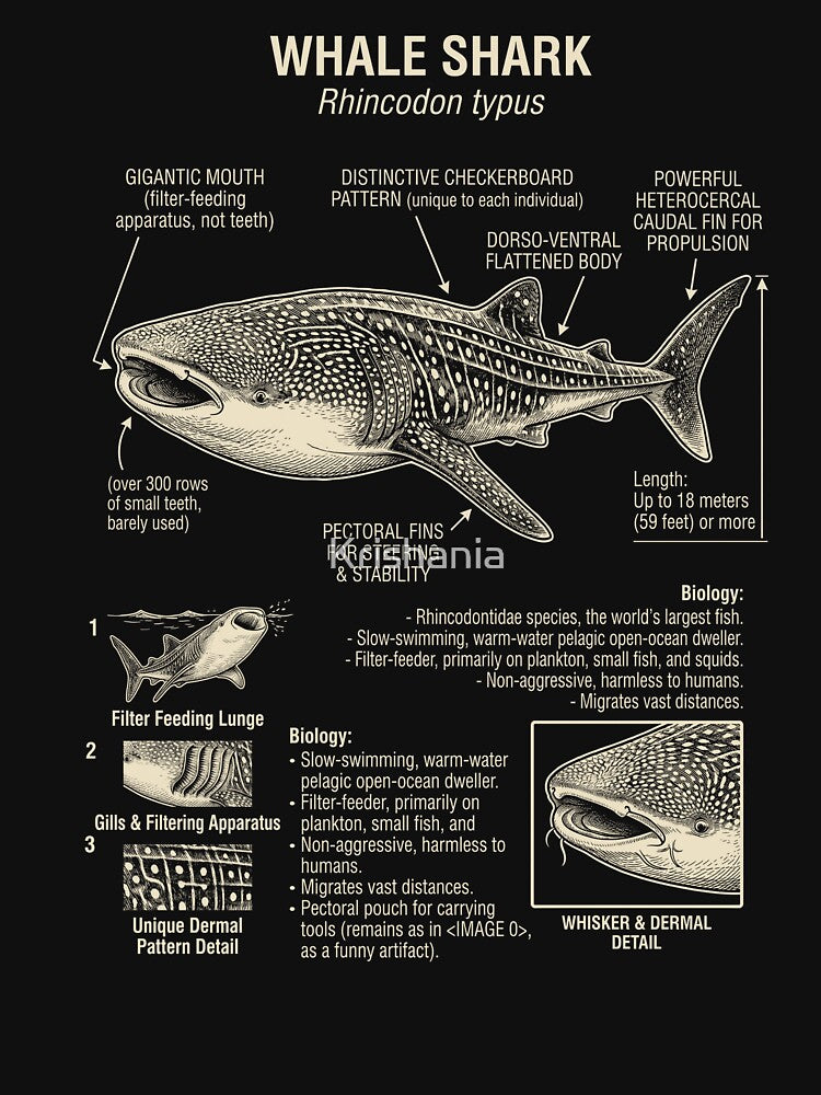 Whale Shark Scientific Anatomy Biology Animal Lover by Kimberley King Art  King Art