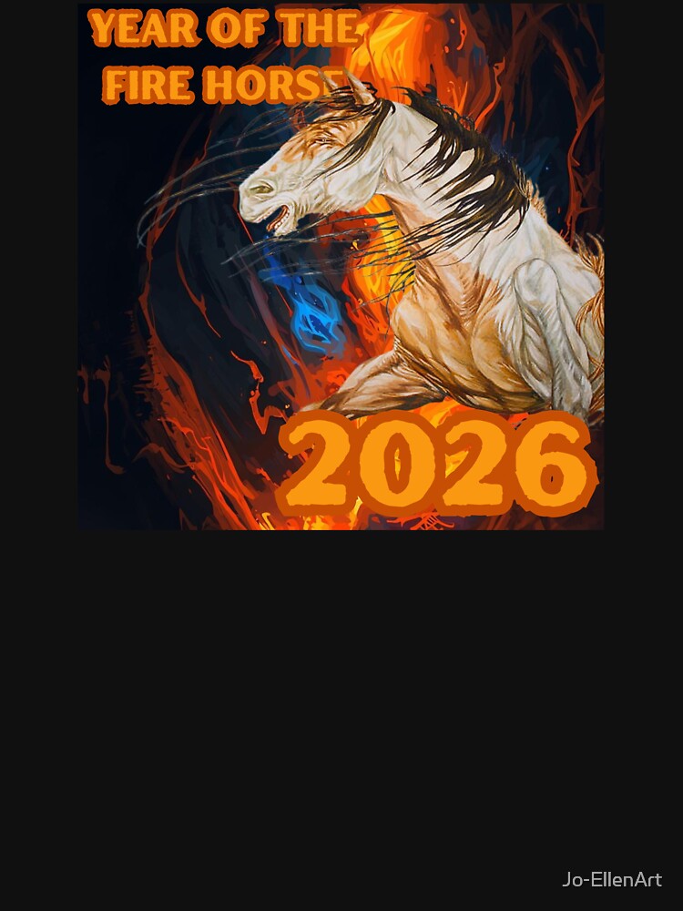 Year of the Fire Horse 2026 Premium Art on Apparel, Stickers, Prints, Home Goods, and MORE by Jo-EllenArt